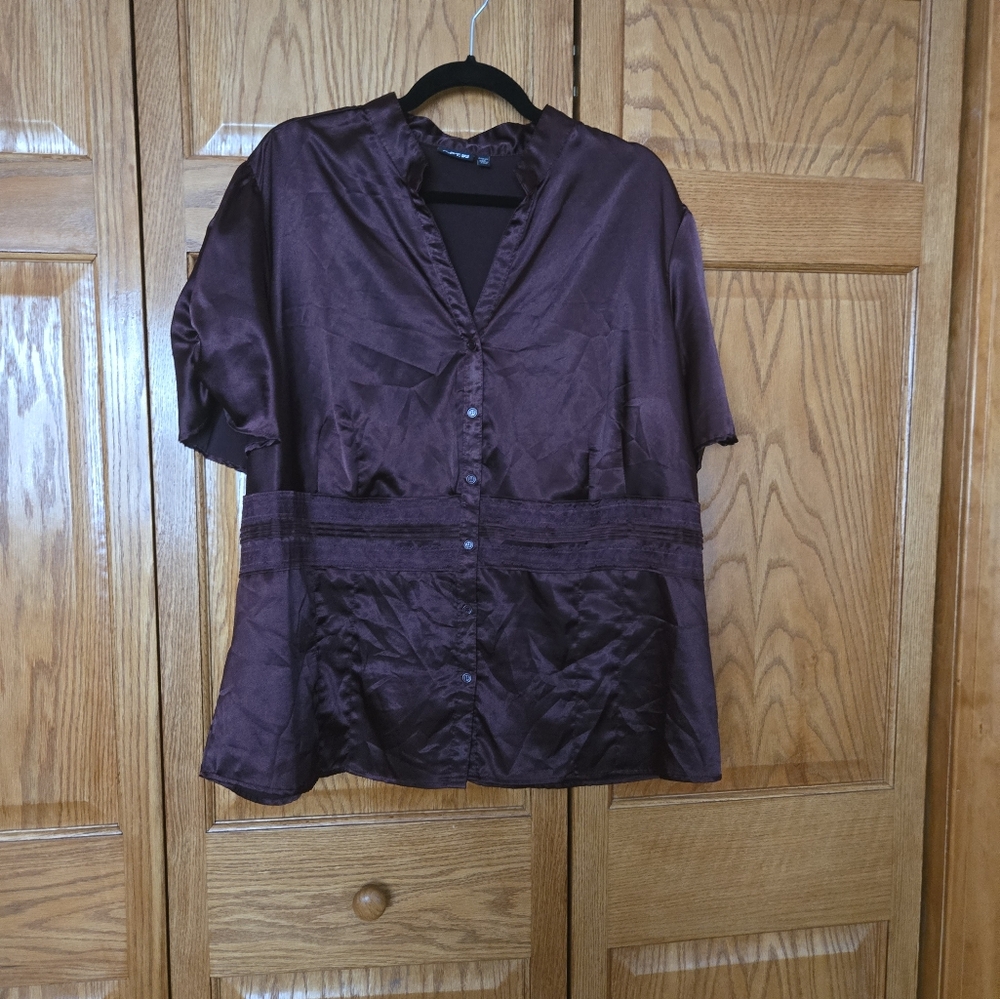 Apt. 9 Deep Purple Plus Size Satin Blouse